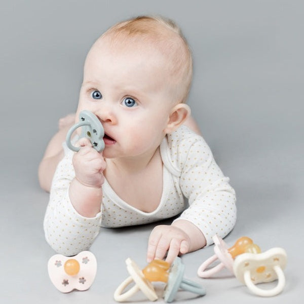 Hevea Natural Rubber Dummy Pacifier Coloured Hevea Baby Baby Care at Little Earth Nest Eco Shop
