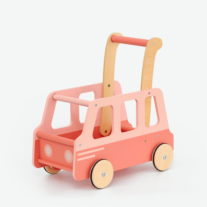 Moover Line Yellow Bus Walker Moover Toys Baby Walkers and Entertainers Pink at Little Earth Nest Eco Shop