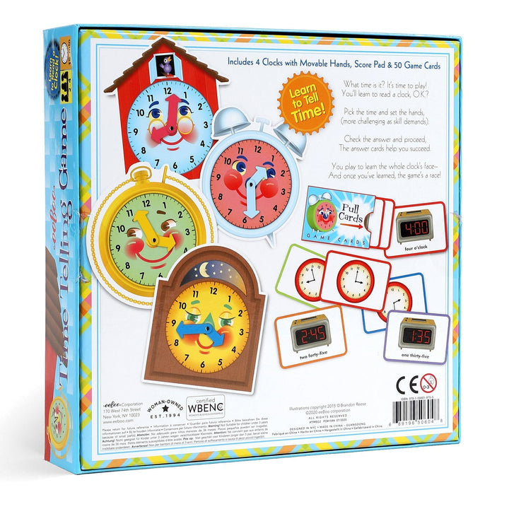 Time Telling Game Eeboo Games at Little Earth Nest Eco Shop