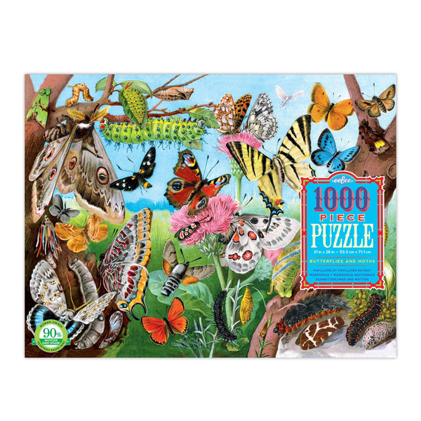 Butterflies and Moths 1000 Piece Puzzle by Eeboo Eeboo Puzzles at Little Earth Nest Eco Shop
