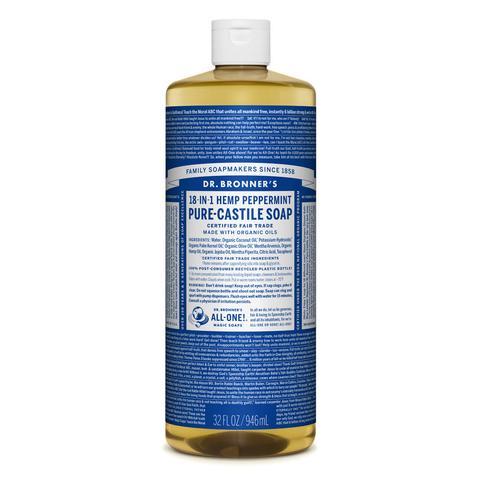 Dr Bronners Castille Soap Peppermint Dr Bronners Bath and Body 946ml 32oz at Little Earth Nest Eco Shop