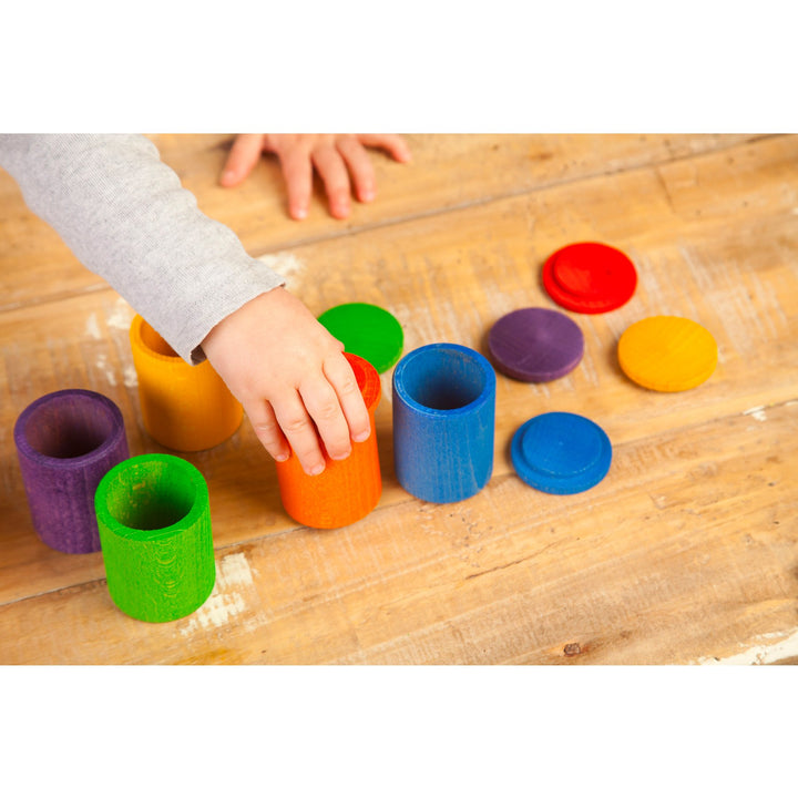 Grapat Rainbow Cups with Lids Set of 6 Grapat General at Little Earth Nest Eco Shop