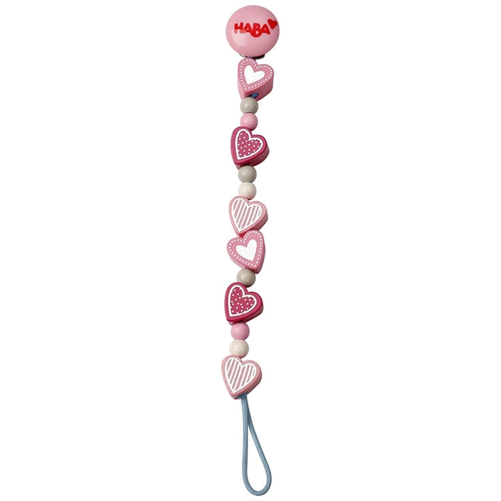 Haba Dummy Chain Haba Dummies and Teethers Heart at Little Earth Nest Eco Shop