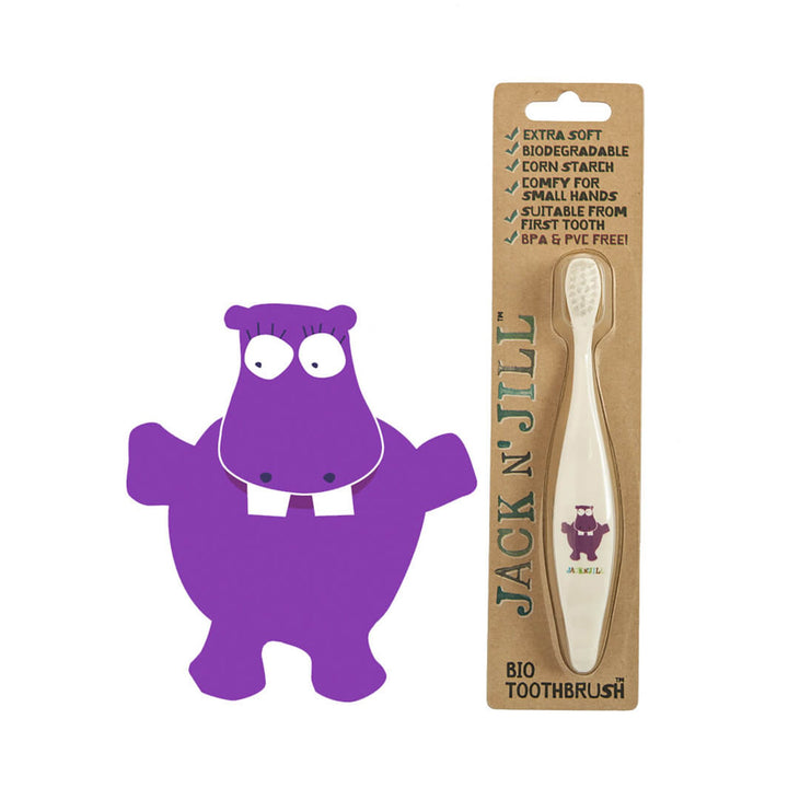 Jack and Jill Bio Toddler or Child Toothbrush Jack n Jill Toothbrushes Hippo at Little Earth Nest Eco Shop