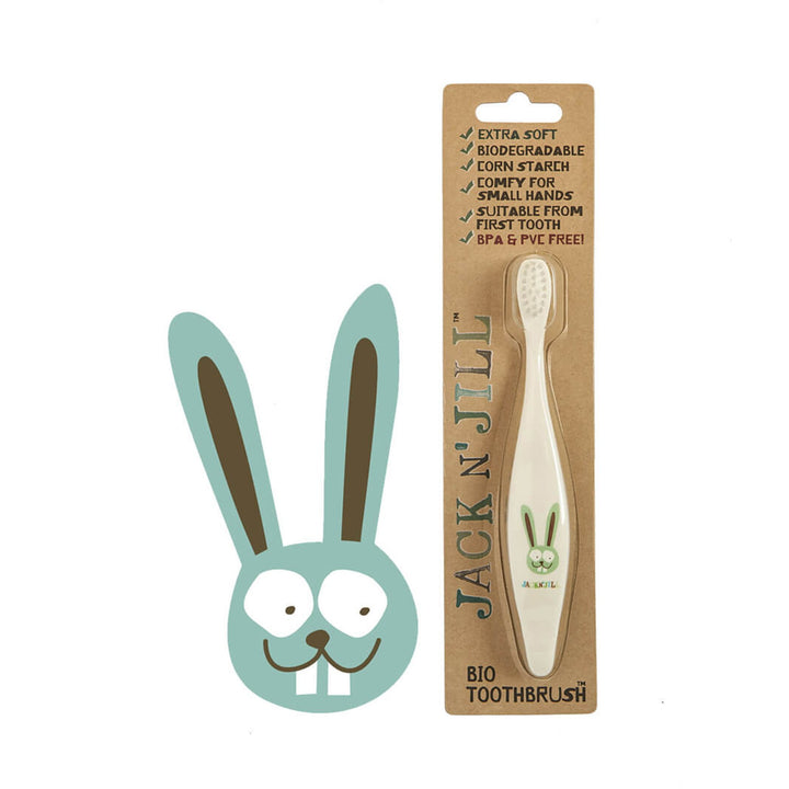 Jack and Jill Bio Toddler or Child Toothbrush Jack n Jill Toothbrushes Rabbit at Little Earth Nest Eco Shop