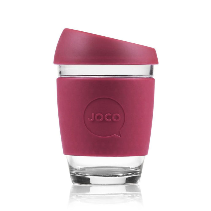 Joco Cup Reusable Glass Cup 12oz Joco Coffee & Tea Cups Ruby Wine at Little Earth Nest Eco Shop