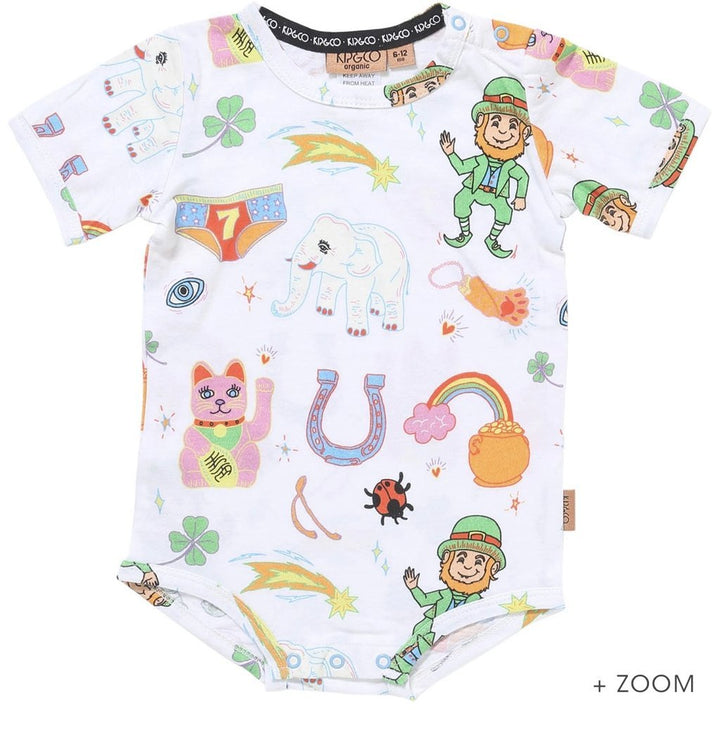 Kip and Co Organic Short Sleeve Romper Kip and Co Baby Clothing Lucky / 0-3 Months at Little Earth Nest Eco Shop