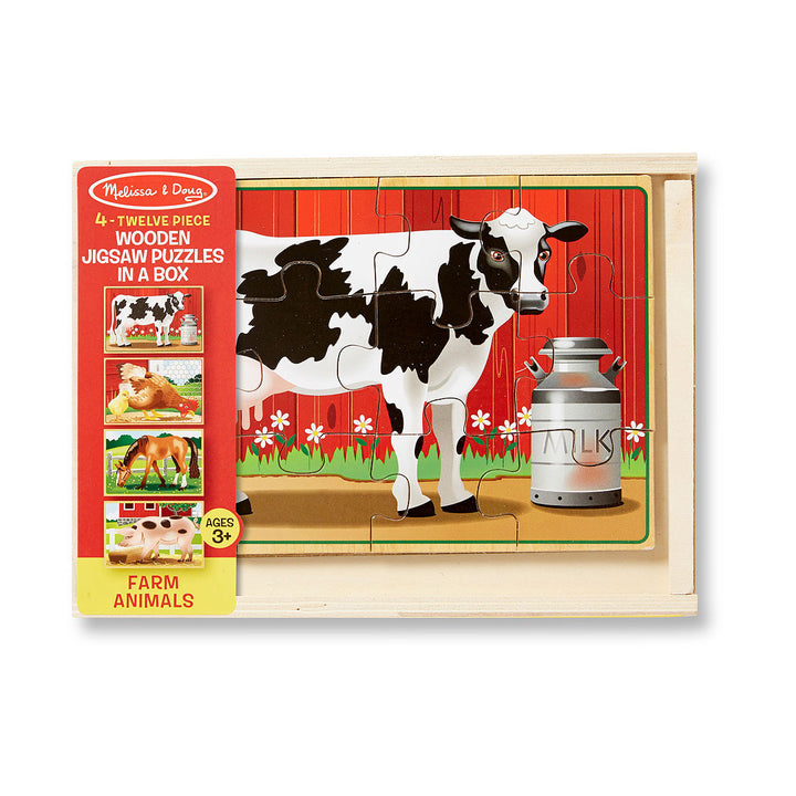 Jigsaw Puzzles in a Box - Set of 4 Melissa and Doug Puzzles Farm at Little Earth Nest Eco Shop