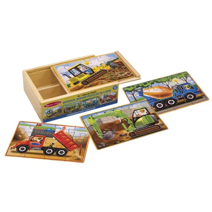 Jigsaw Puzzles in a Box - Set of 4 Melissa and Doug Puzzles Construction at Little Earth Nest Eco Shop