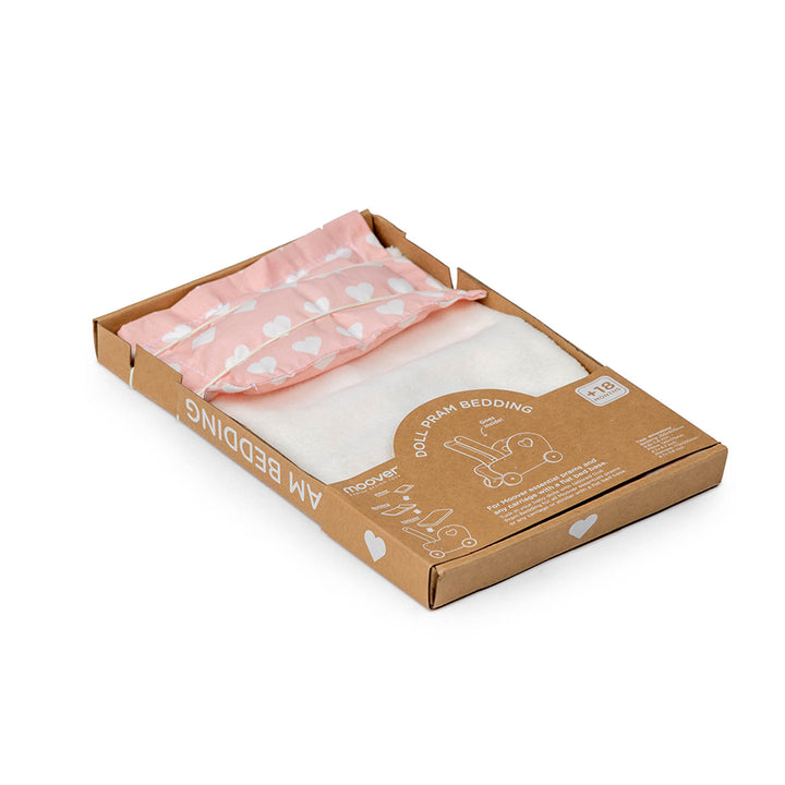 Moover Pram Dolls Bedding Moover Toys Pretend Play Pink and White at Little Earth Nest Eco Shop