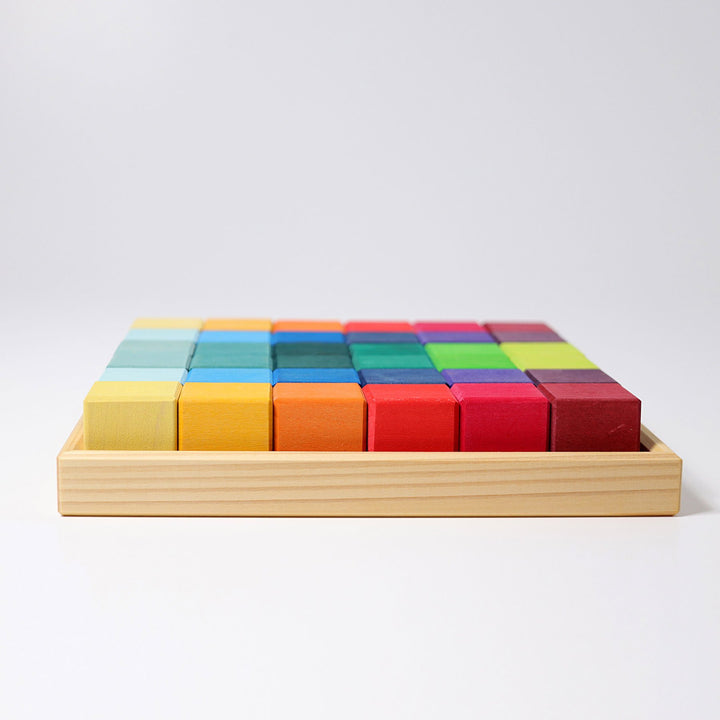 Grimms Rainbow Square Mosaic 36 Wooden Blocks Grimms Puzzle at Little Earth Nest Eco Shop