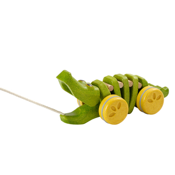 Plan Toy Pull Along Dancing Alligator PlanToys Toys Green at Little Earth Nest Eco Shop