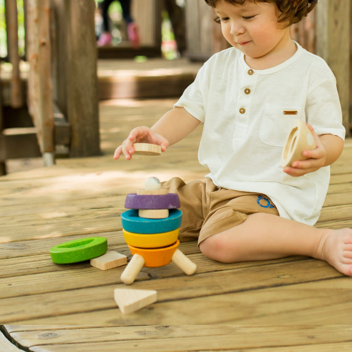 Plan Toys Stacking Rocket PlanToys Sorting and Stacking Toys at Little Earth Nest Eco Shop