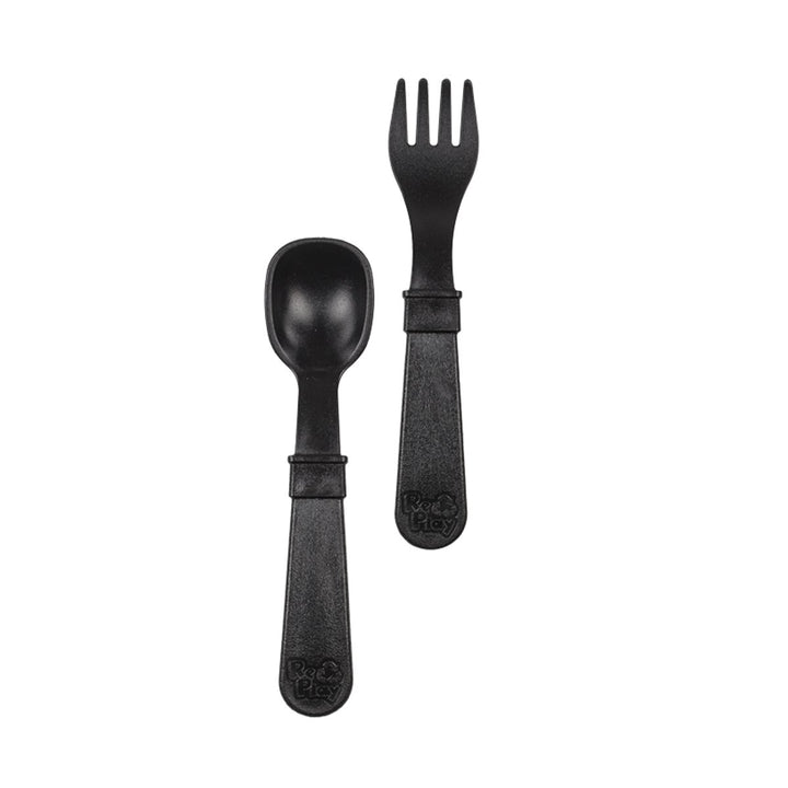 Replay Fork and Spoon Set Replay Lifestyle Black at Little Earth Nest Eco Shop