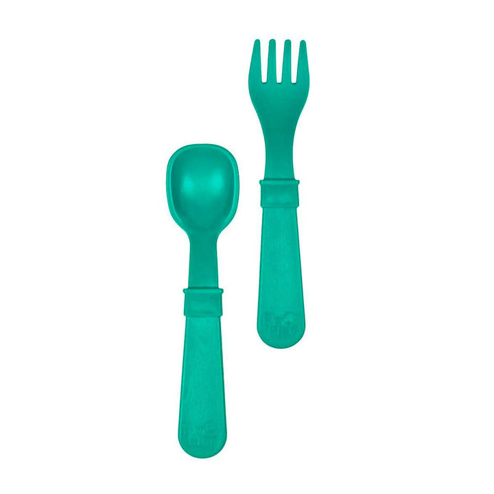 Replay Fork and Spoon Set Replay Lifestyle Teal at Little Earth Nest Eco Shop