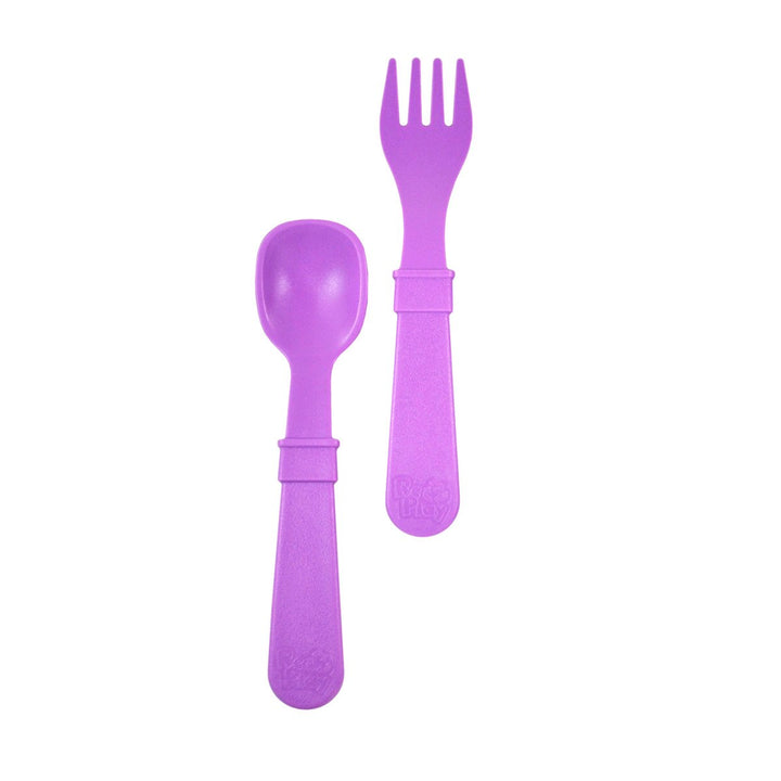 Replay Fork and Spoon Set Replay Lifestyle Purple at Little Earth Nest Eco Shop
