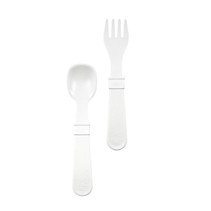 Replay Fork and Spoon Set Replay Lifestyle White at Little Earth Nest Eco Shop
