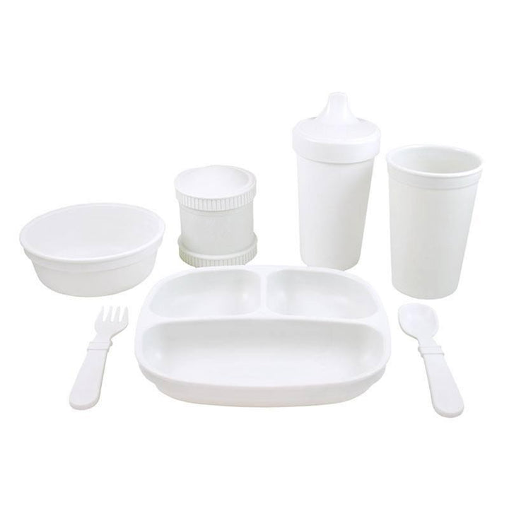Replay Complete Feeding Set Replay Dinnerware White / Divided Plate at Little Earth Nest Eco Shop