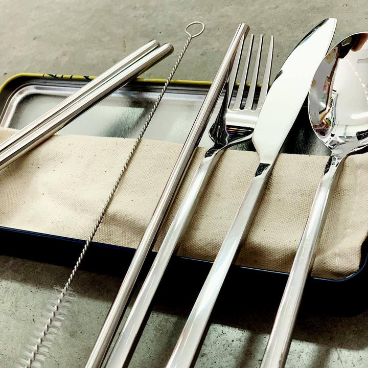 Reusable Cutlery Travel Set Retro Kitchen Lifestyle at Little Earth Nest Eco Shop