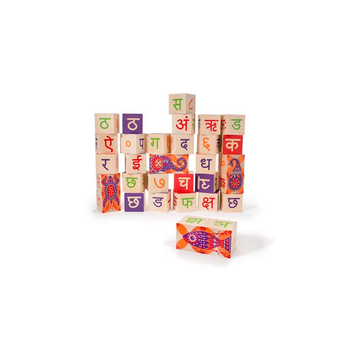 Uncle Goose Foreign Language Blocks Uncle Goose Wooden Blocks Hindi at Little Earth Nest Eco Shop