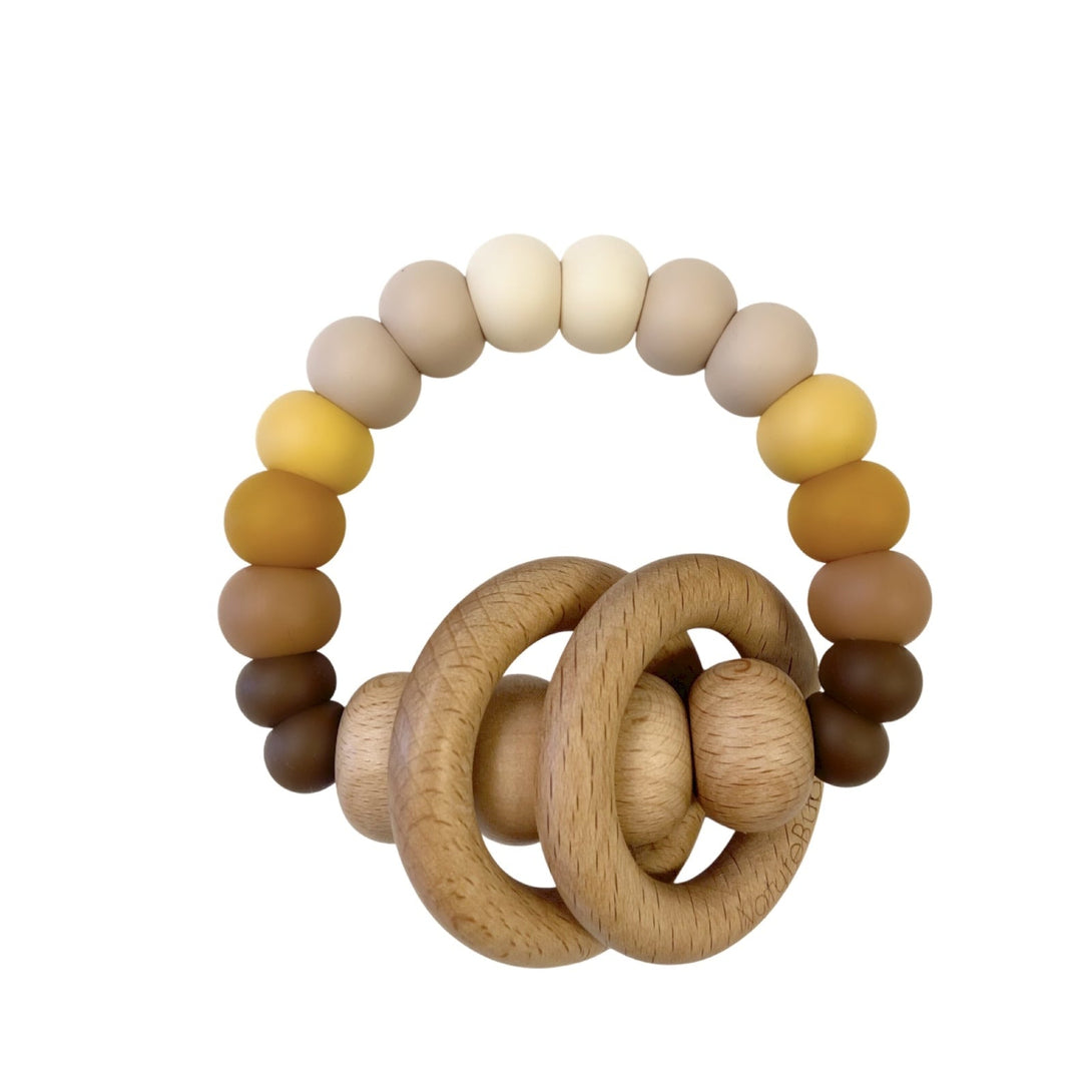 Nature Bubz Rainbow Baby Rattle Nature Bubz Dummies and Teethers Earthy Mustard at Little Earth Nest Eco Shop Geelong Online Store Australia