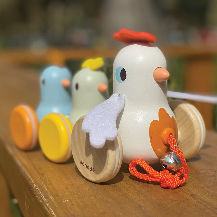 Janod Hen Family Wooden PullAlong Toy Little Earth Nest