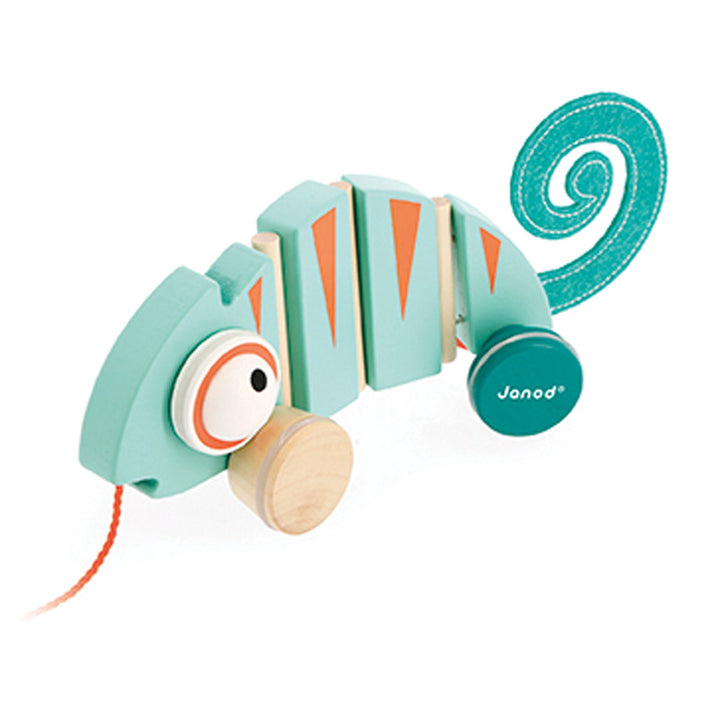 Janod Tropik Chameleon Pull-along Toy Janod Push and Pull Toys at Little Earth Nest Eco Shop