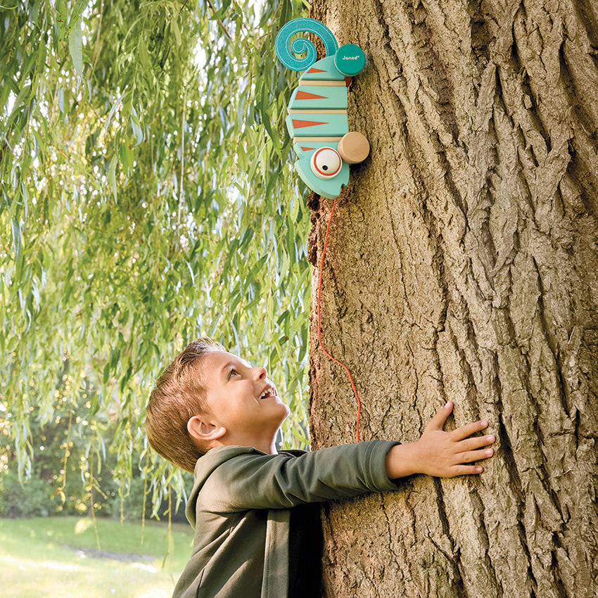 Janod Tropik Chameleon Pull-along Toy Janod Push and Pull Toys at Little Earth Nest Eco Shop Geelong Online Store Australia