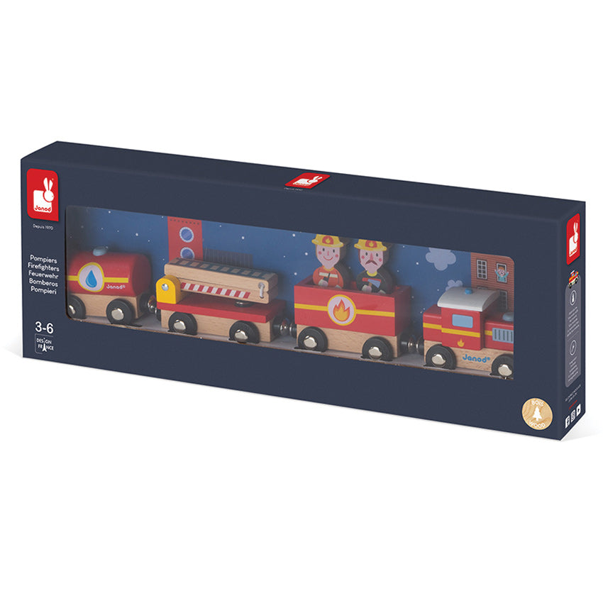 Janod Firefighter Train Janod Activity Toys at Little Earth Nest Eco Shop Geelong Online Store Australia