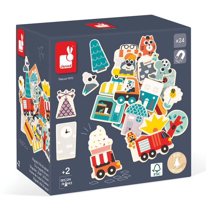 Janod Wooden Magnets - 24 Pcs Janod Magnet Toys City at Little Earth Nest Eco Shop