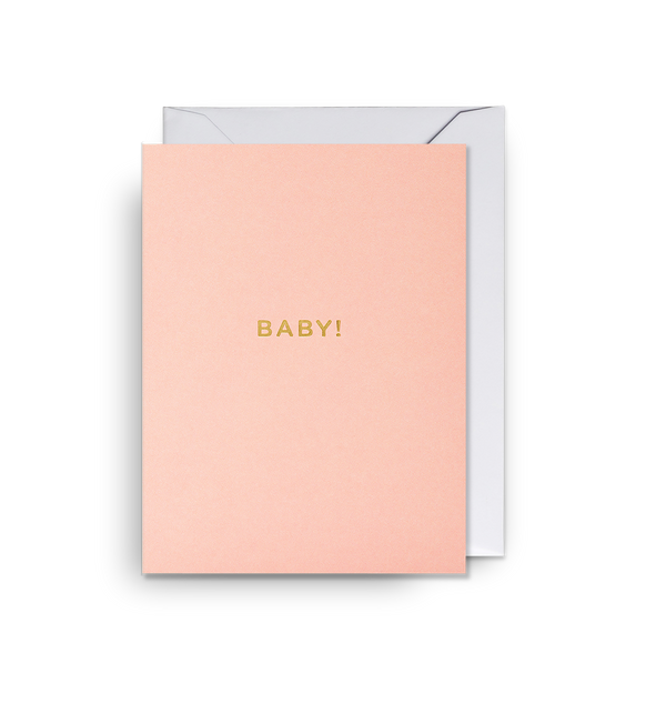 Peachy Pink Baby Card with Gold Lettering Laura Skillbeck Greeting & Note Cards at Little Earth Nest Eco Shop Geelong Online Store Australia