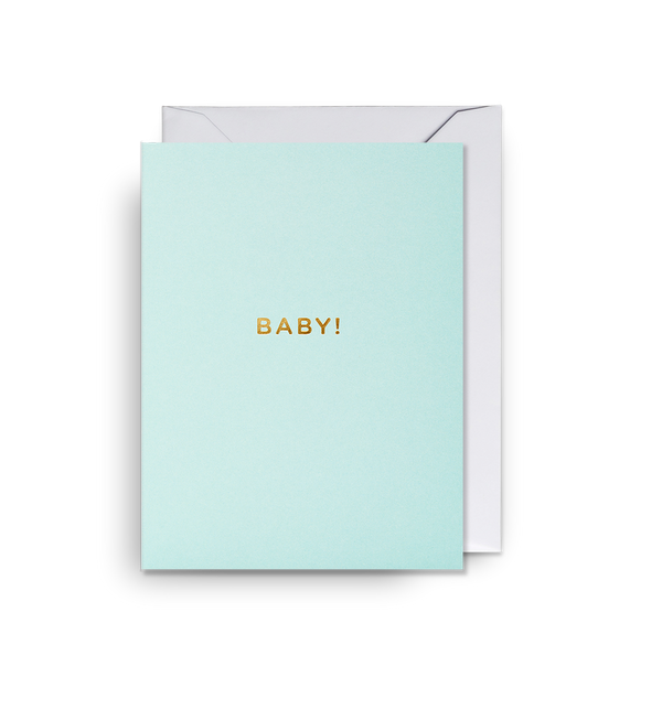 Aqua Baby Card with Gold Foil Text Laura Skillbeck Greeting & Note Cards at Little Earth Nest Eco Shop Geelong Online Store Australia