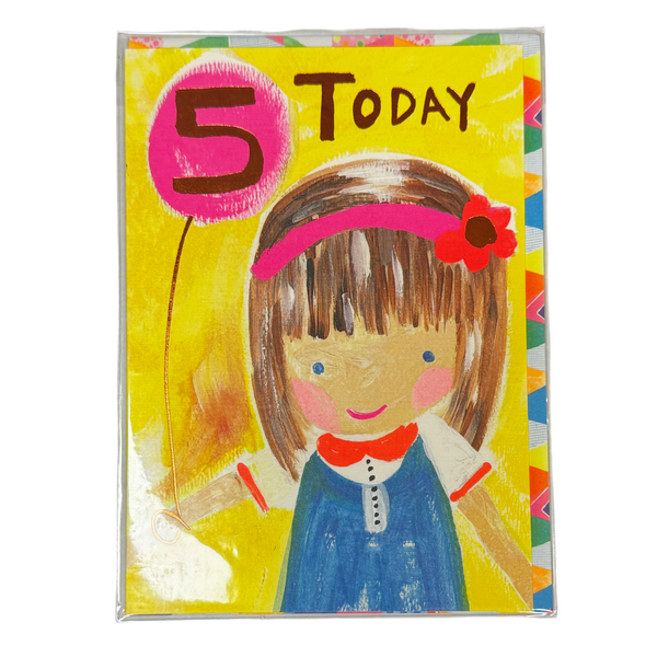 Five Today Girl Card Paper Salad Greeting & Note Cards at Little Earth Nest Eco Shop Geelong Online Store Australia