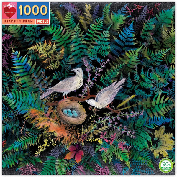 Birds in Fern 1000 Piece Puzzle by Eeboo Eeboo Puzzles at Little Earth Nest Eco Shop Geelong Online Store Australia