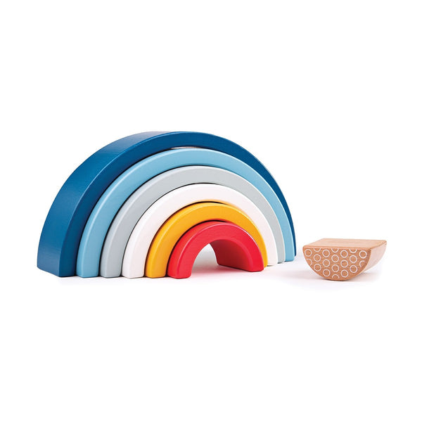 Wooden Stacking Rainbow Blue Arches by Bigjigs