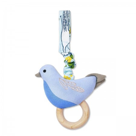 Birdie Organic Cotton Pram Toy Apple Park Organic Toys Blue at Little Earth Nest Eco Shop