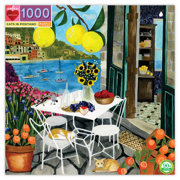 Cats in Positano 1000 Piece Puzzle by Eeboo Eeboo Puzzles at Little Earth Nest Eco Shop Geelong Online Store Australia