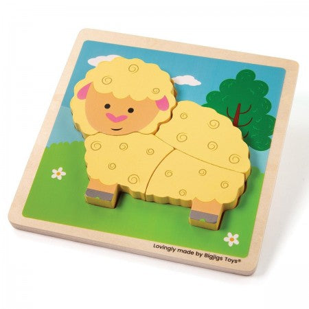 Kids Chunky Wooden Animal Puzzle by Bigjigs Toys Big Jigs Toys puzzle Sheep at Little Earth Nest Eco Shop