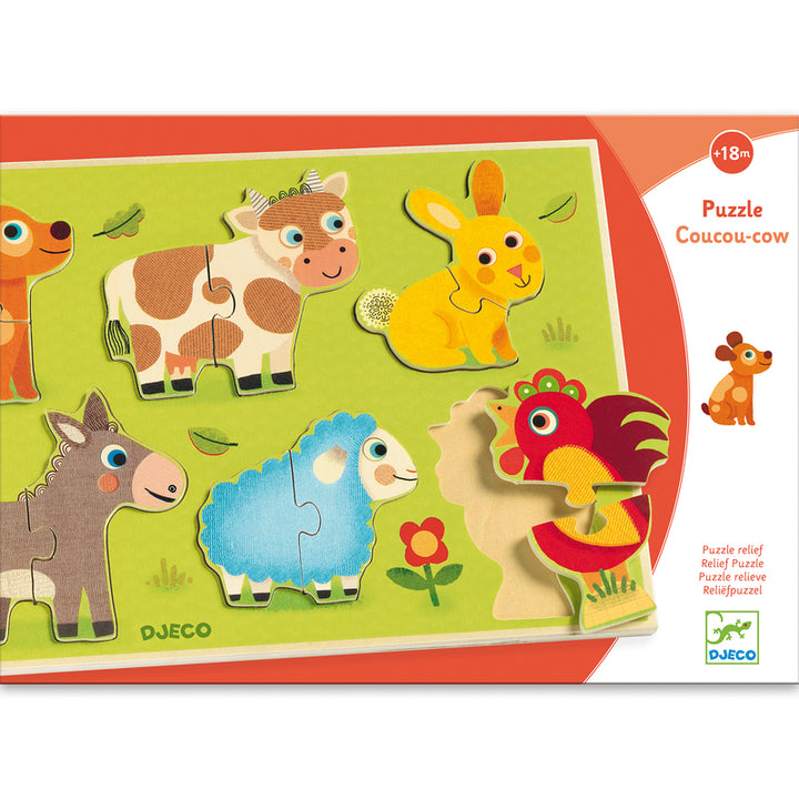 Djeco Coucou Cow Toddler Puzzle Djeco Puzzles at Little Earth Nest Eco Shop