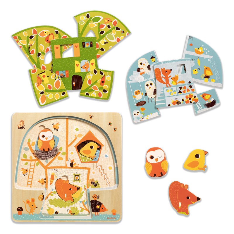 Djeco Tree House Wooden 3 Layer Puzzle Djeco Puzzles at Little Earth Nest Eco Shop Geelong Online Store Australia