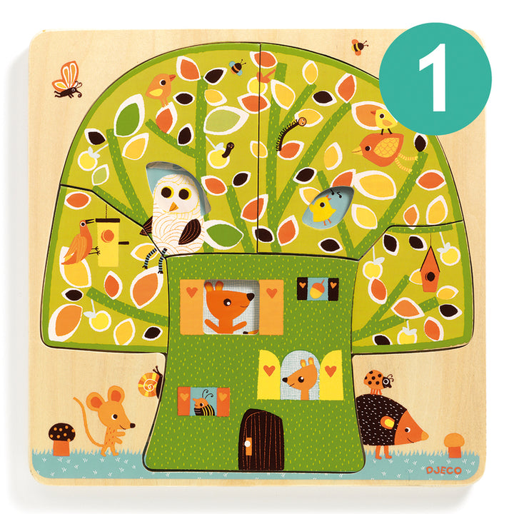Djeco Tree House Wooden 3 Layer Puzzle Djeco Puzzles at Little Earth Nest Eco Shop