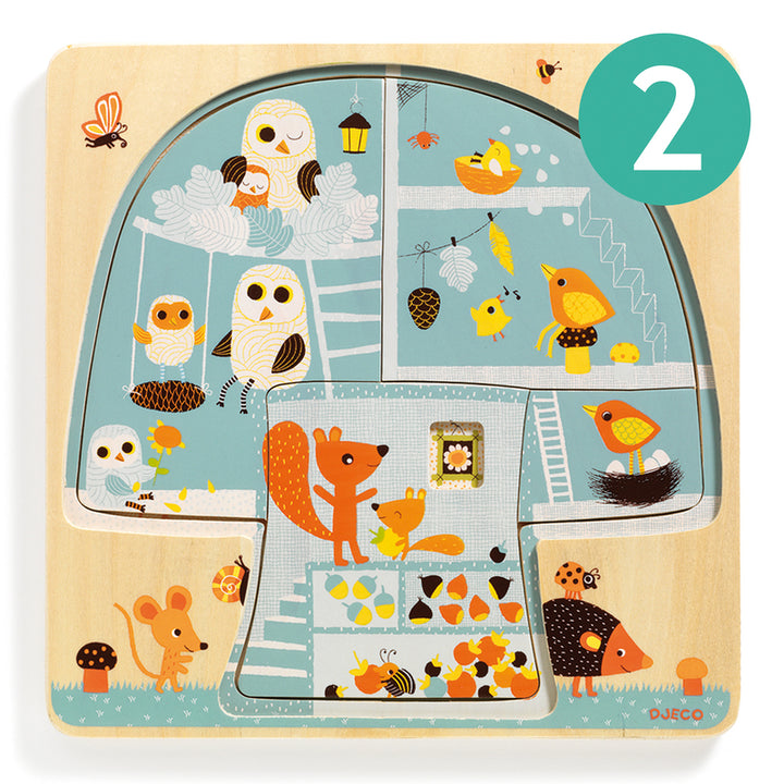 Djeco Tree House Wooden 3 Layer Puzzle Djeco Puzzles at Little Earth Nest Eco Shop