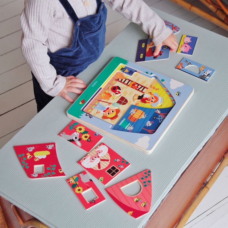 Djeco Farm Wooden 3 Layer Puzzle Djeco Puzzles at Little Earth Nest Eco Shop Geelong Online Store Australia