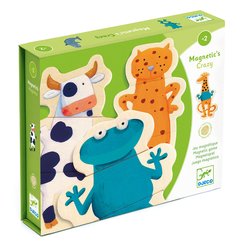 Djeco Crazy Animals Wooden Magnet Set Djeco Magnet Toys at Little Earth Nest Eco Shop Geelong Online Store Australia