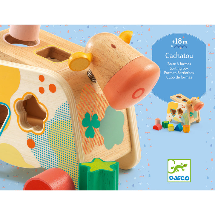 Djeco Maggie Cow Shape Sorter Djeco Sorting and Stacking Toys at Little Earth Nest Eco Shop