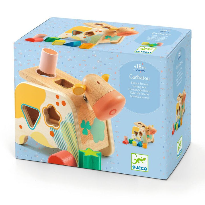 Djeco Maggie Cow Shape Sorter Djeco Sorting and Stacking Toys at Little Earth Nest Eco Shop