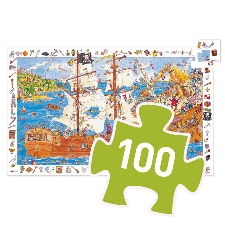 Djeco Puzzle Observation & Poster 100 Piece Pirates Little Earth Nest