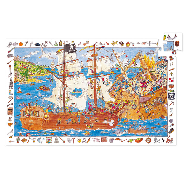 Djeco Puzzle Observation & Poster 100 Piece Pirates Djeco Puzzles at Little Earth Nest Eco Shop