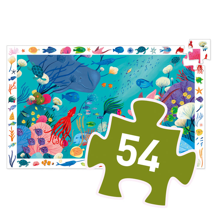 Djeco Aquatic Puzzle Observation and Poster 54 Piece Djeco Puzzles at Little Earth Nest Eco Shop