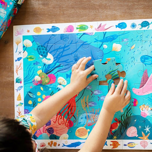 Djeco Aquatic Puzzle Observation and Poster 54 Piece Djeco Puzzles at Little Earth Nest Eco Shop